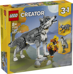 مجموعه ساختنی لگو LEGO کریتور ۳ در ۱ مدل 31393، حیوانات جنگل گرگ خاکستری، ۶۵۷ قطعه